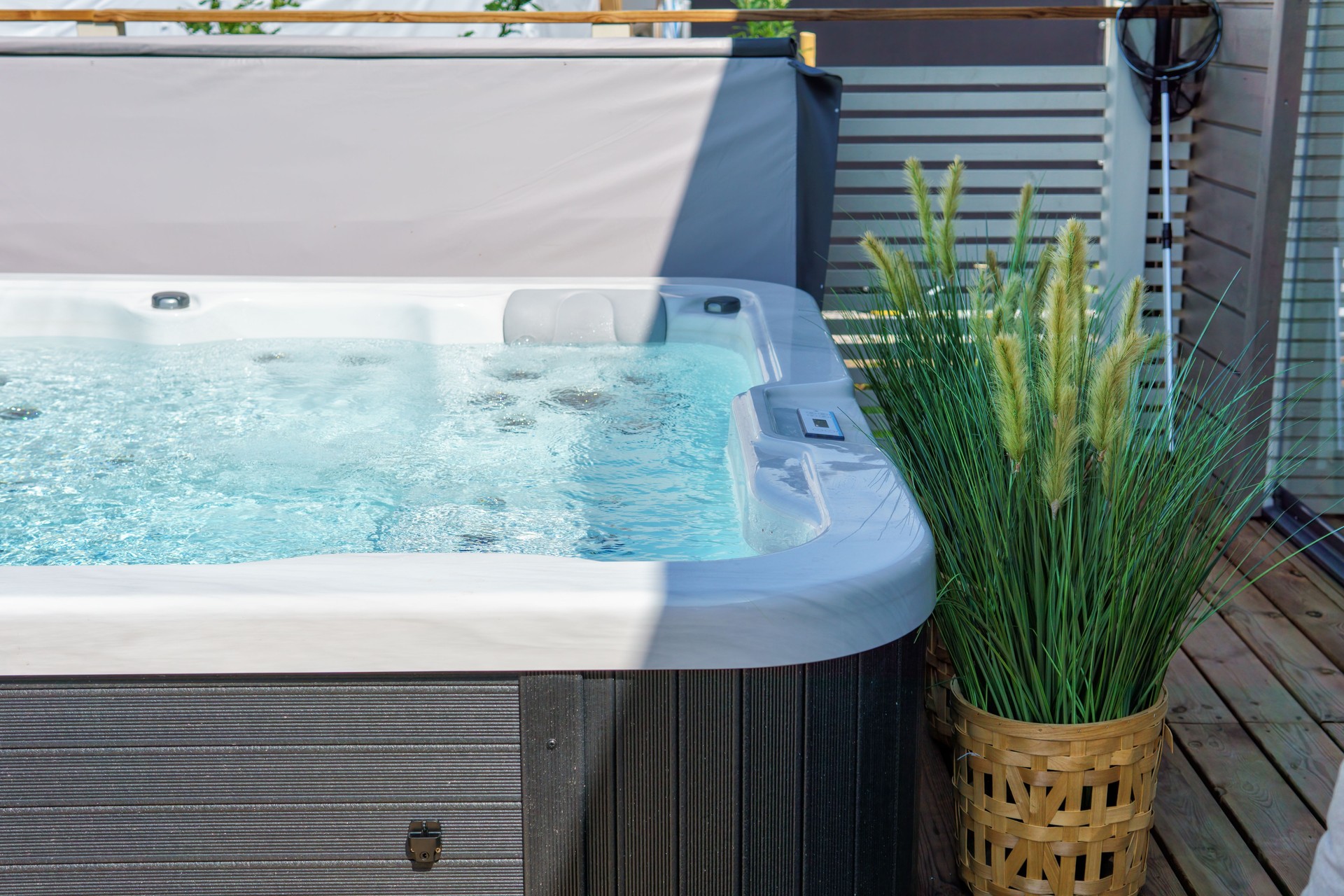 Close-up of a warm hot tub